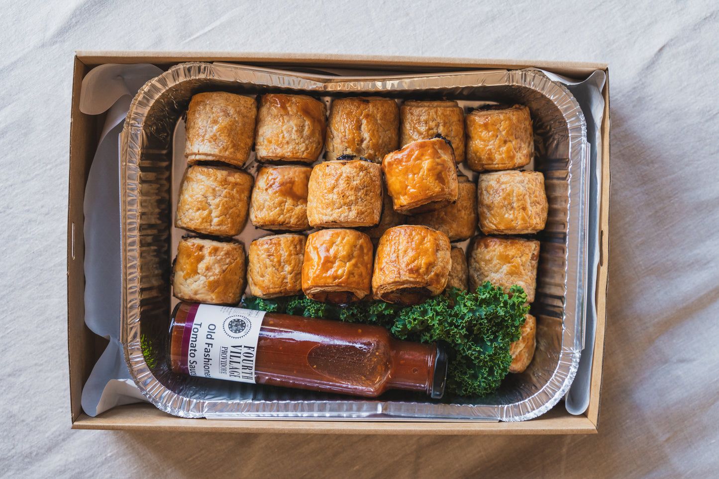 Mini Home Made Sausage Roll with Old Fashioned Tomato Sauce